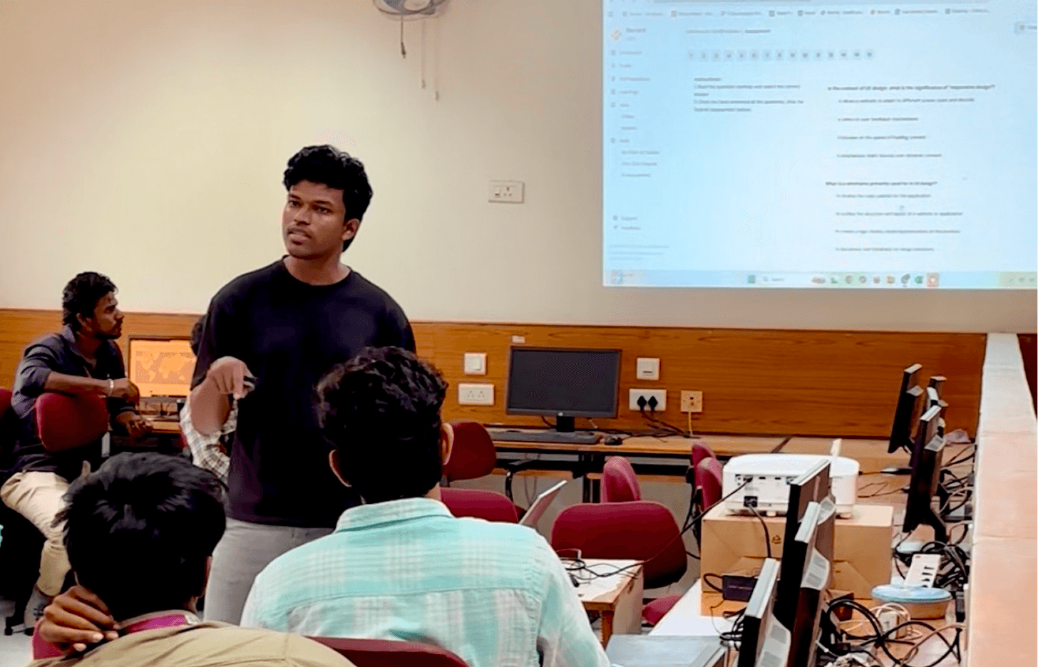 Running a skill assessment session with students in a campus lab