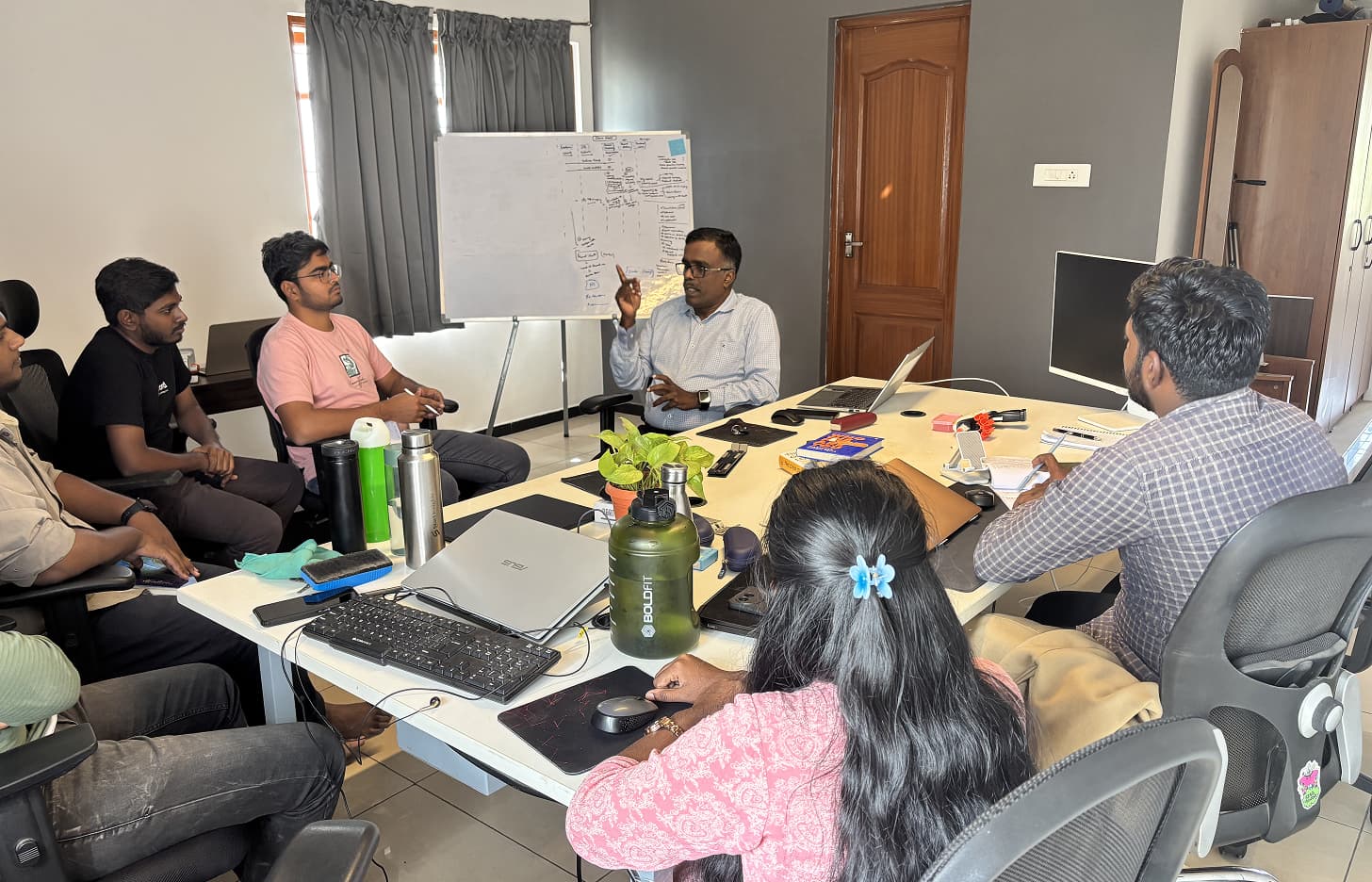 Review meeting in the office conference room
